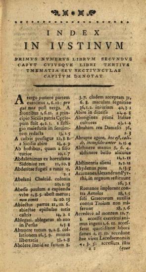 Marcus Iunianus Iustinus. Historiae Philippicae ex Recensione Ioannis Georgii Graevii... I. Fr. Gronovii, Λειψία, In Libraria Veidmania, 1757.