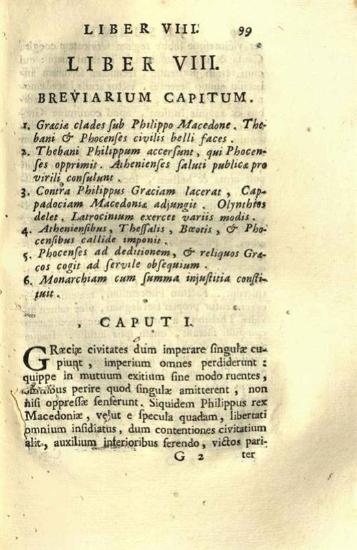 Marcus Iunianus Iustinus. Iustini Historiarum ex Trogo Pompeio Libri XLVI. Cum Notis Isaac Vossii..., Πάντοβα, Typis Seminarii, Joannes Manfrè, 1722.