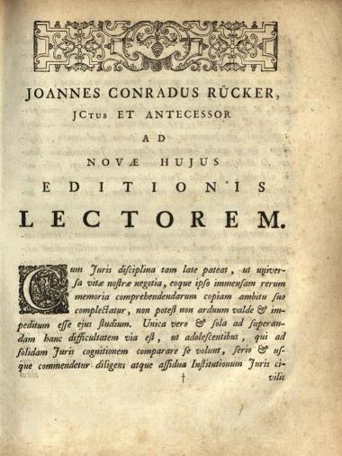 Ἰουστινιανός. Institutionum sive Elementorum per Tribunianum, Virum Magnificum..., Λέιντεν, Samuel Luchtmans, 1744.