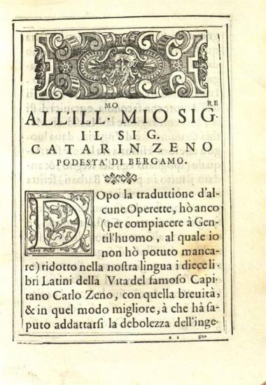 Giacomo Zeno. Della Vita di Carlo Zeno, Bergamo, C. Ventura, 1591.