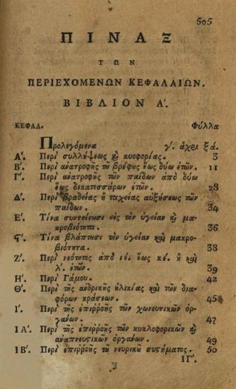 Γρηγόριος Καλιρρόης. Παραγγελίαι περὶ ὑγείας καὶ μακροβιότητος..., Βενετία, Νικόλαος Γλυκύς, 1829.