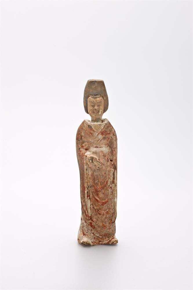 Burial figure of a woman, cold painted earthenware