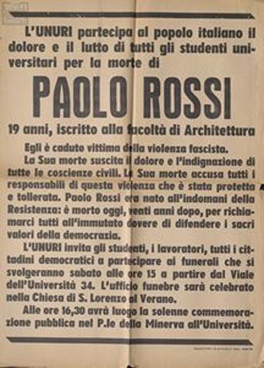 Poster - call to attend the funeral of Paolo Rossi