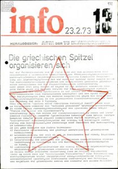 Info- German leaflet about the dictatorship in Greece