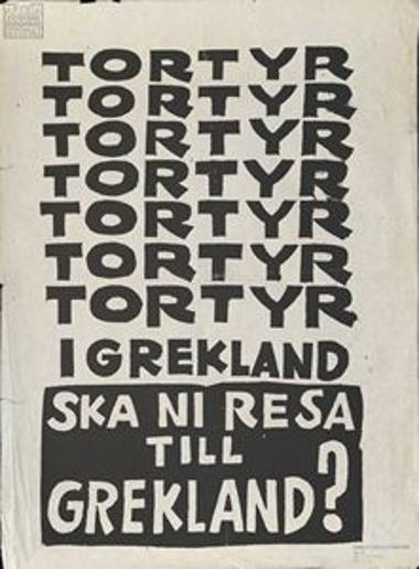 Poster about the use of torture in Greece