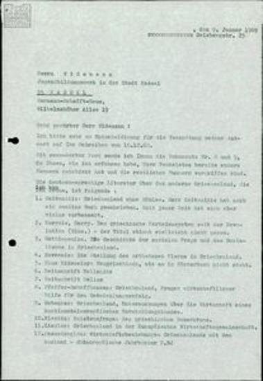 Correspondence between Vasilis Mavridis and various German entities