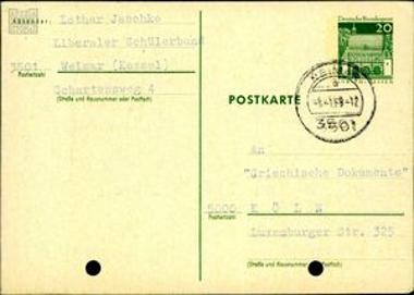 Subscription cards for the periodical Griechische Dokumente und Informationen