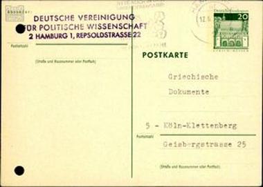 Subscription cards and postal cards about the periodical Griechische Dokumente