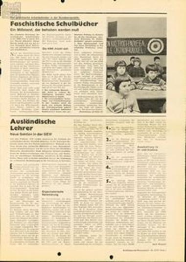 Clippings from the German press on the education received by the children of Greek immigrants in West Germany