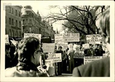 Photograph from a protest rally after an anti-dictatorship demonstration in Graz