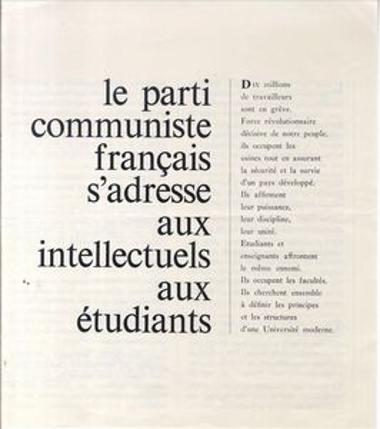 le parti communiste francais s adresse aux intellectuels aux etudiants