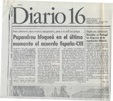 Paso adelante para nuestra integración, pese a la actitud griega: Papandreu bloqueo en el último momento el acuerdo España-CEE