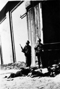 Soldiers at the Gardenlegen Concentration Camp.