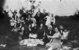 Group of men and women having a picnic, Didimoticho, late 1930's.