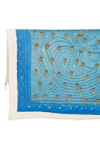 Blue silk with gold embroidery.