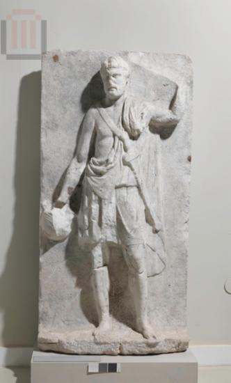 Relief grave stele with warrior figure