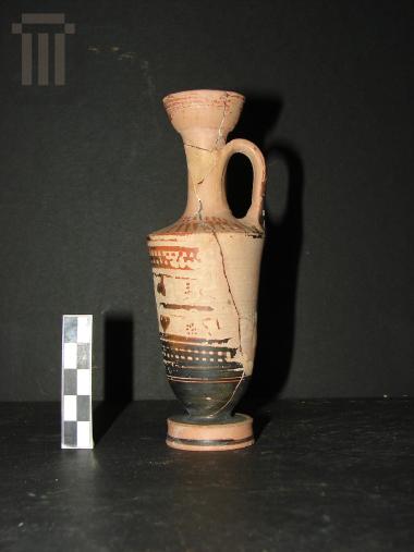 Attic black-figure secondary lekythos with vegetal and linear decoration