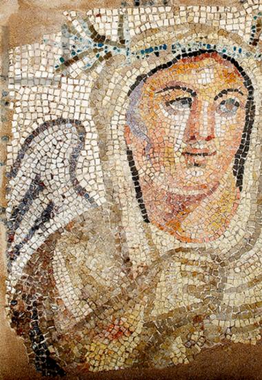 Part of a mosaic with depiction of the personification of Winter (Cheimon)