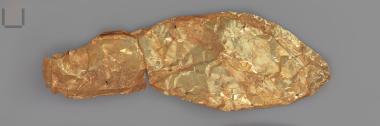 Gold sheet which covered the sole of a left shoe