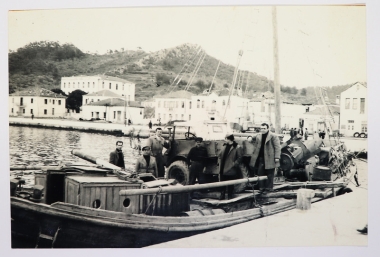 The transport of the first agricultural machine to Thassos, Limenas 1960