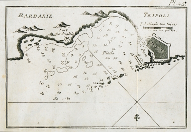Χάρτης του κόλπου και του λιμανιού της Τρίπολης στη Λιβύη.