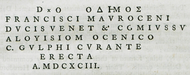 Ρωμαϊκή επιγραφή εντοιχισμένη στο εκκλησάκι του Αγίου Νικολάου στο λιμάνι της Αίγινας.