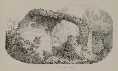 Ερείπια, πιθανότατα οι Θέρμες του Ηρώδη του Αττικού, στην Αλεξάνδρεια Τρωάδα (σήμερα Εσκί Σταμπούλ).