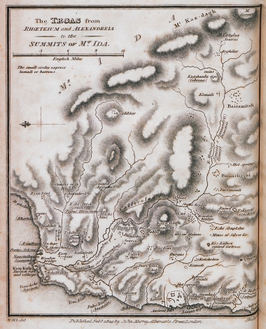 Χάρτης της Τρωάδας από το Ροίτειο και την Αλεξάνδρεια Τρωάδα έως το όρος Ίδα.