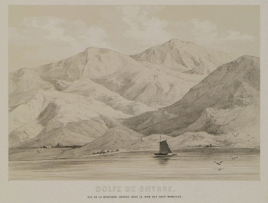 Άποψη ακτής στον κόλπο της Σμύρνης, από τους λόφους στο ακρωτήριο Σαντζάκ Μπουρνού.
