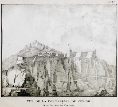 Άποψη του Ενετικού φρουρίου στη Χώρα, Κύθηρα.