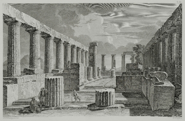 Το εσωτερικό του ναού του Επικουρίου Απόλλωνα στις Βάσσες.