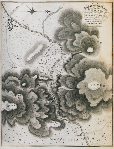 Τοπογραφικός χάρτης της κοιλάδας των Τεμπών.