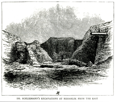 Οι ανασκαφές του Ερρίκου Σλήμαν στην Τροία: Άποψη από τα ανατολικά.