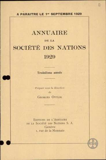 Annuaire de la Societe des Nations 1929.